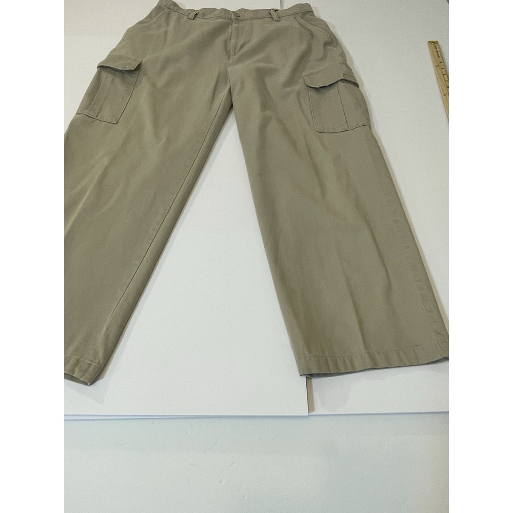 Chaps Cargo Pants Men's 36x30 Khaki Tan 100% Cotton Outdoor Hiking/Utility Pants